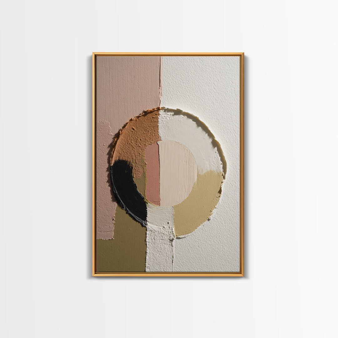 Single Brushstroke Circle Framed Canvas Print, Minimalist Art, Minimalist Decor, Living Room Decor, Fine Art, Minimal, MIN-2x3-30