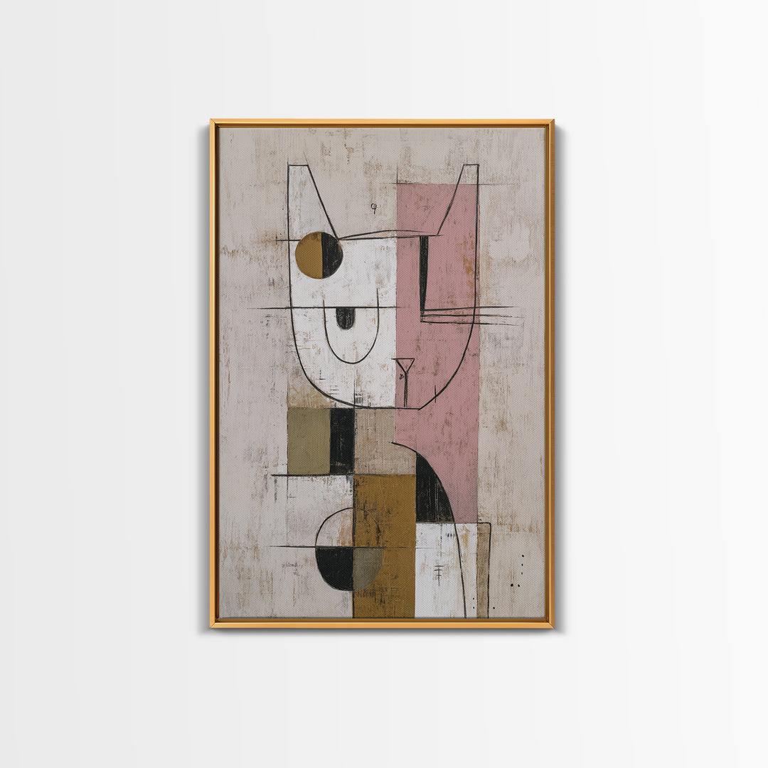 Minimal Cat Line Drawing Framed Canvas Print, Minimalist Art, Art Print, Living Room Decor, Minimal, Abstract Wall Art, MIN-2x3-55
