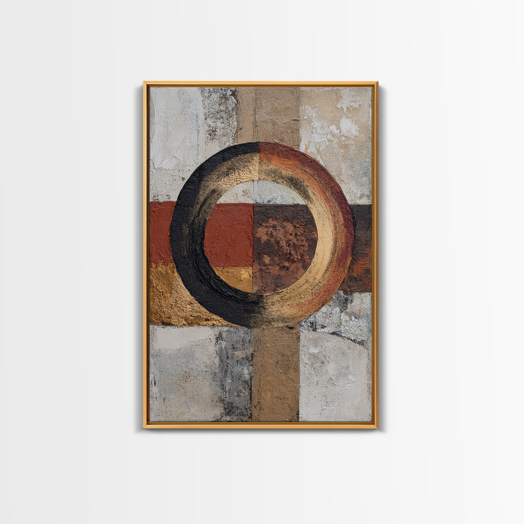 Single Brushstroke Circle Framed Canvas Print, Minimalist Art, Minimalist Decor, Living Room Decor, Fine Art, Minimal, MIN-2x3-6