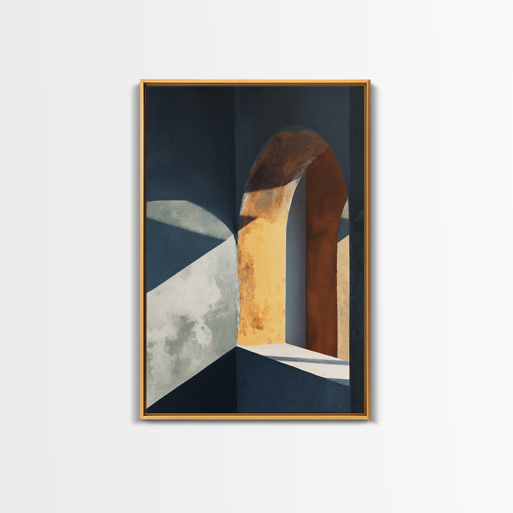 Monochrome Arch and Shadow Composition Framed Canvas Print, Minimalist Art, Minimalist, Living Room Decor, Fine Art, Minimal, MIN-2x3-64
