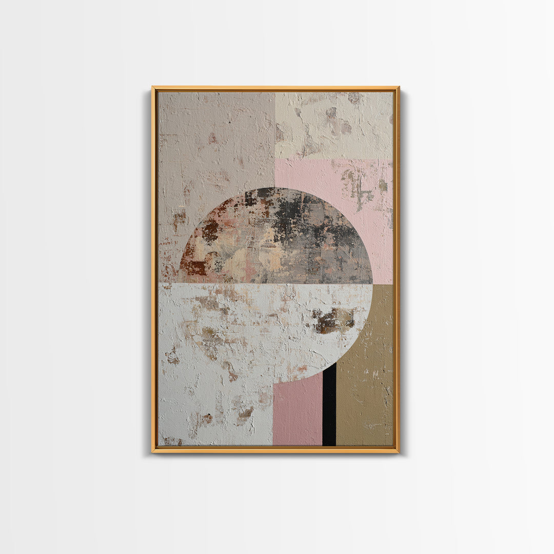 Minimal Moon over a Pale Ocean Canvas Print, Minimalist Art, Black Art, Living Room Decor, Oil Painting, Minimal, MIN-2x3-65