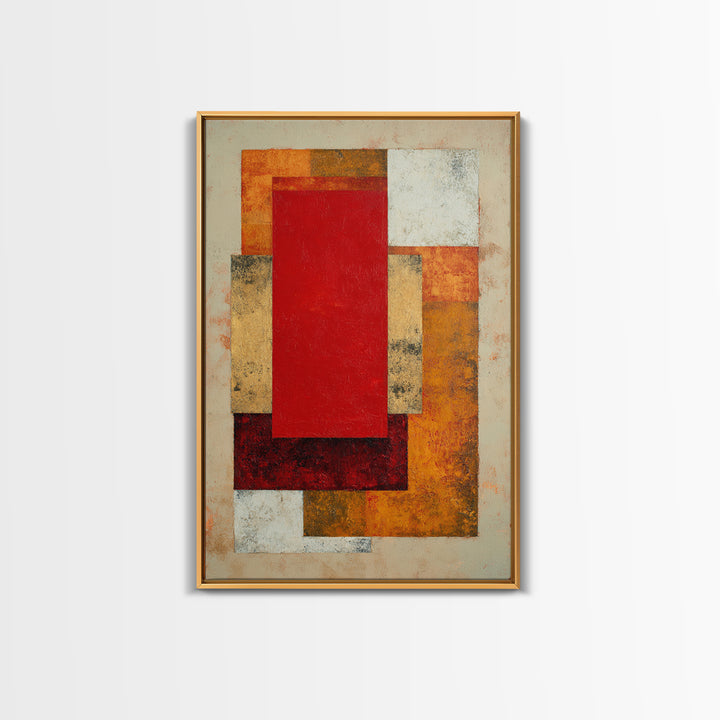 One Red Square Balanced Canvas Print, Minimalist Art, Art Prints, Living Room Decor, Oil Painting, Minimal, Printable Art, MIN-2x3-66