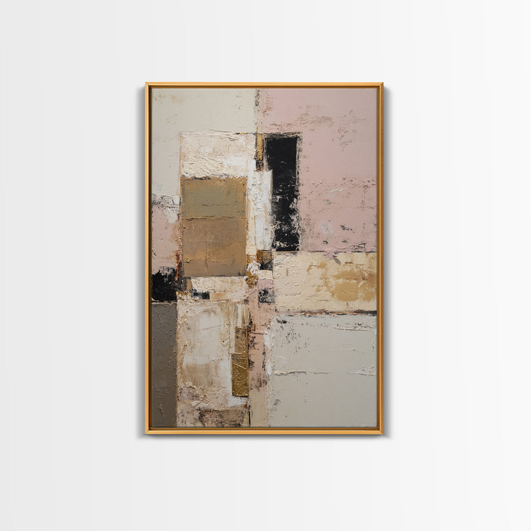 Calm Rectangle Composition Framed Canvas Print, Minimalist Art, Modern Art, Living Room Decor, Oil Painting, Minimal, MIN-2x3-8