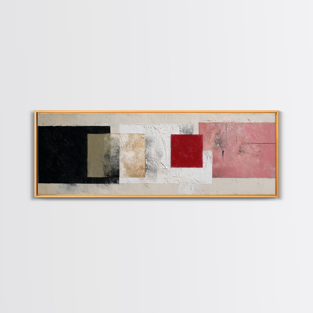 One Red Square Balanced Framed Canvas Print, Minimalist Art, Printables, Living Room Decor, Fine Art, Minimal, Boho Wall Art, MIN-3x1-2