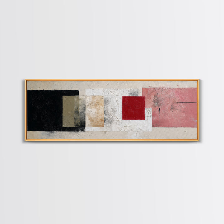One Red Square Balanced Framed Canvas Print, Minimalist Art, Printables, Living Room Decor, Fine Art, Minimal, Boho Wall Art, MIN-3x1-2