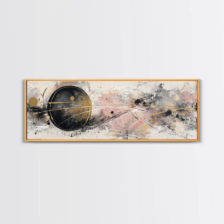 Single Gold Line Curve on Charcoal Canvas Print, Minimalist Art, Boho Wall Art, Living Room Decor, Fine Art, Minimal, MIN-3x1-33