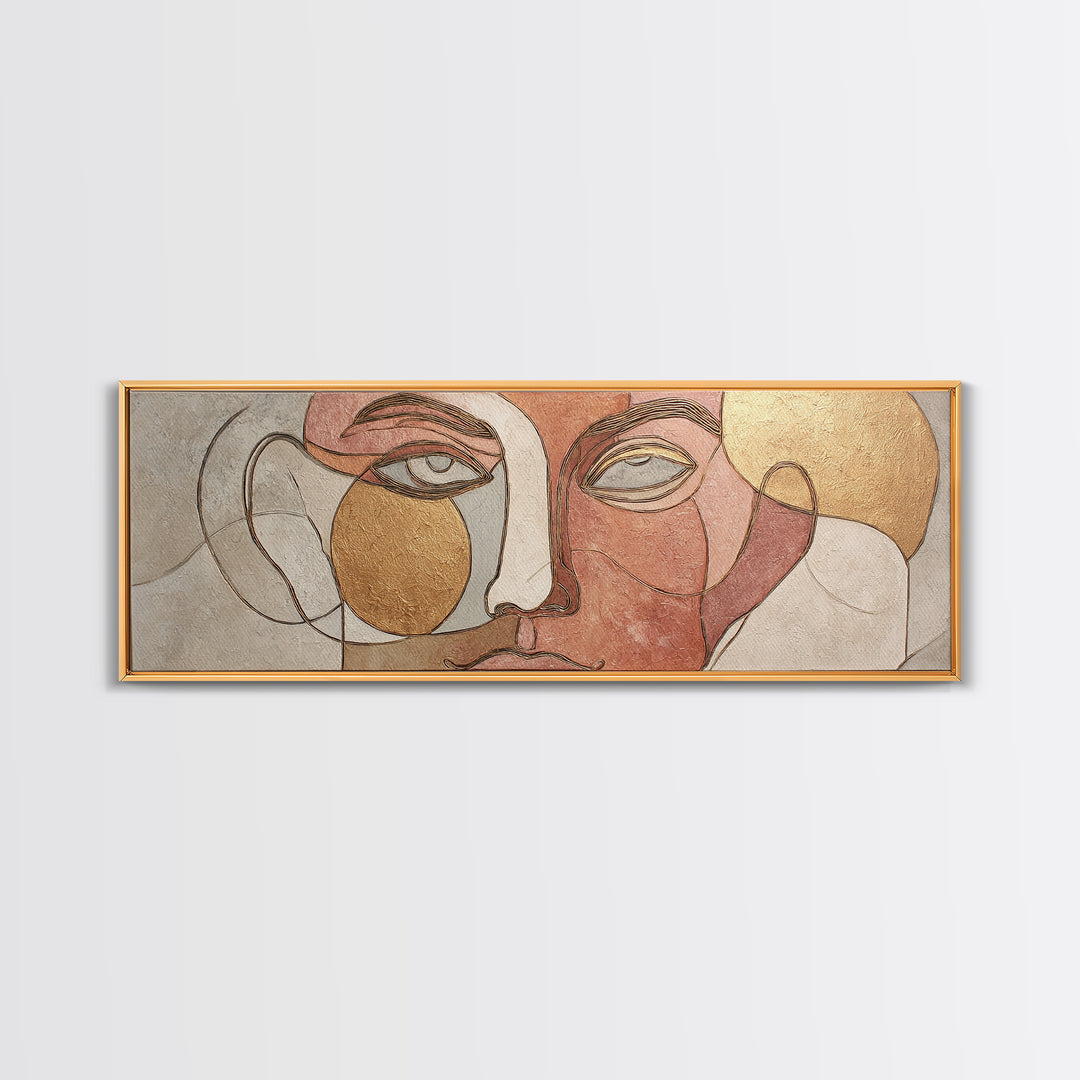 Single Continuous Line Female Face Framed Canvas Print, Minimalist Art, Gallery Decor, Living Room Decor, Fine Art, Minimal, MIN-3x1-69