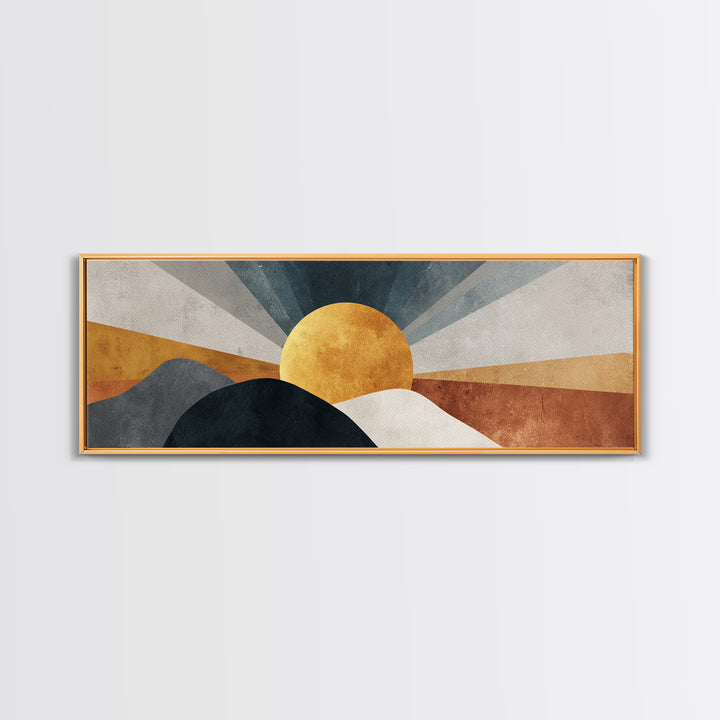 Simple Geometric Sun Framed Canvas Print, Minimalist Art, Statement Artwork, Living Room Decor, Abstract Art, Minimal, MIN-3x1-7