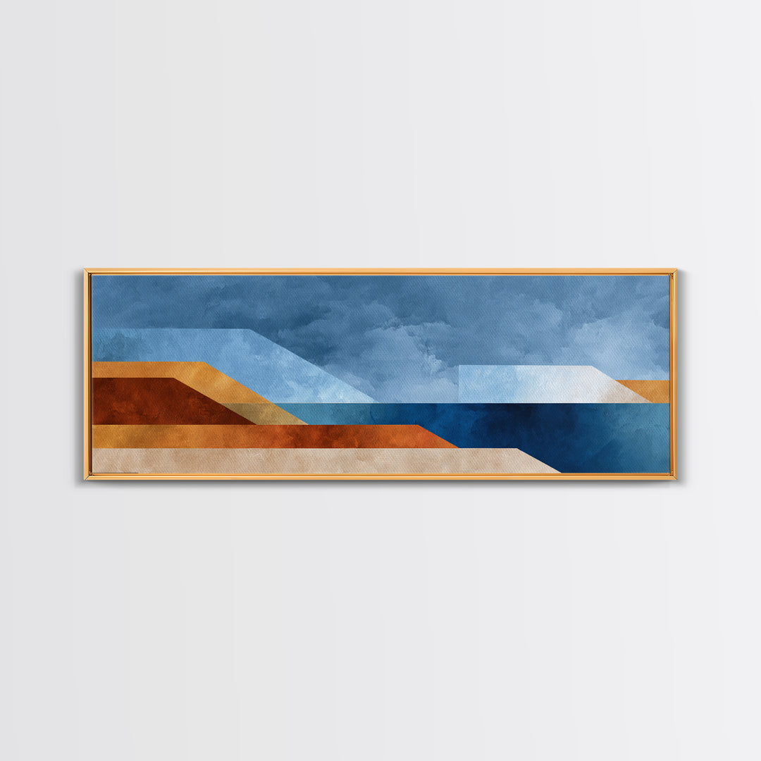 Simple Blue Horizon Canvas Print, Minimalist Art, Wall Art, Living Room Decor, Fine Art, Minimal, Large Wall Art, Movie Poster, MIN-3x1-70