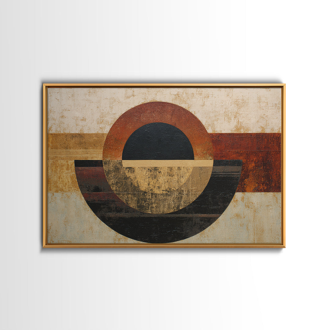 Single Black Circle on Warm Ivory Ground Canvas Print, Minimalist Art, Modern Decor, Living Room Decor, Fine Art, Minimal, MIN-3x2-29