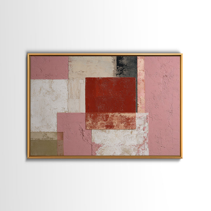 One Red Square Balanced Canvas Print, Minimalist Art, Digital Print, Living Room Decor, Fine Art, Minimal, Gallery Decor, MIN-3x2-62