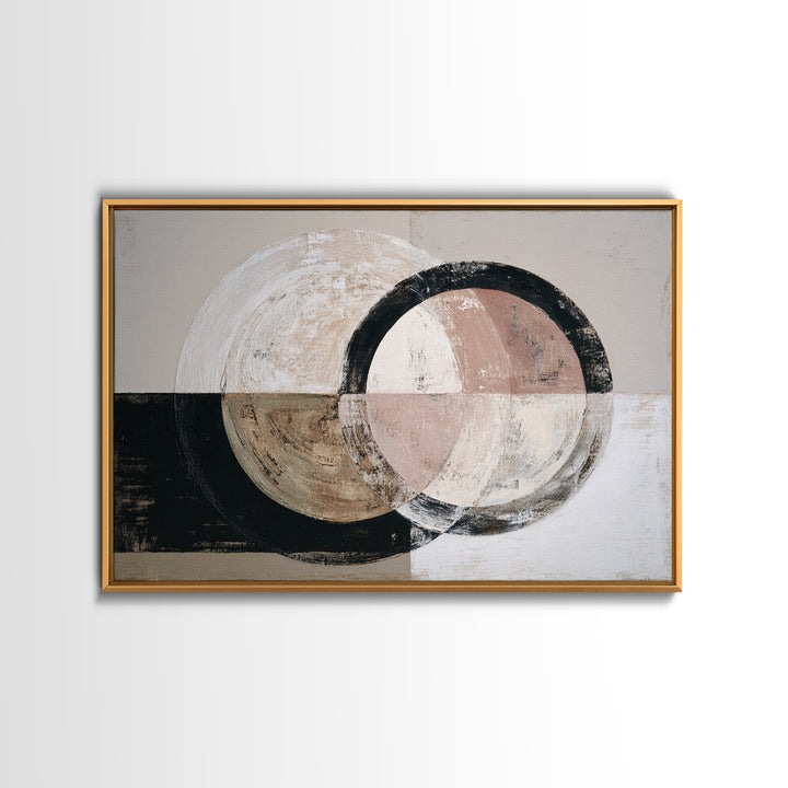 Single Brushstroke Circle Framed Canvas Print, Minimalist Art, Abstract Wall Art, Living Room Decor, Oil Painting, Minimal, MIN-3x2-74