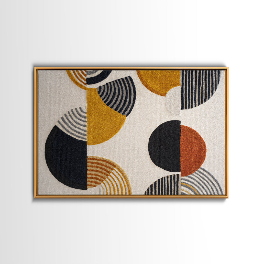 Single Black Circle on Warm Ivory Ground Framed Canvas Print, Minimalist Art, Room Decor, Living Room Decor, Fine Art, Minimal, MIN-3x2-77