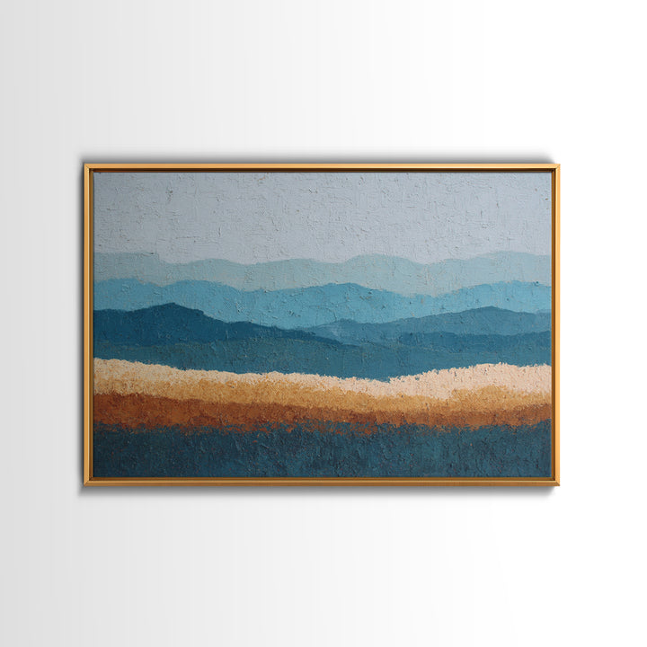 Simple Blue Horizon Framed Canvas Print, Minimalist Art, Modern Art, Living Room Decor, Fine Art, Minimal, Minimalist Decor, MIN-3x2-82