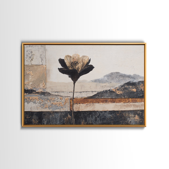 Single Flower Stem Canvas Print, Minimalist Art, Art, Living Room Decor, Oil Painting, Minimal, Canvas Tote Bag, Abstract Art, MIN-3x2-88