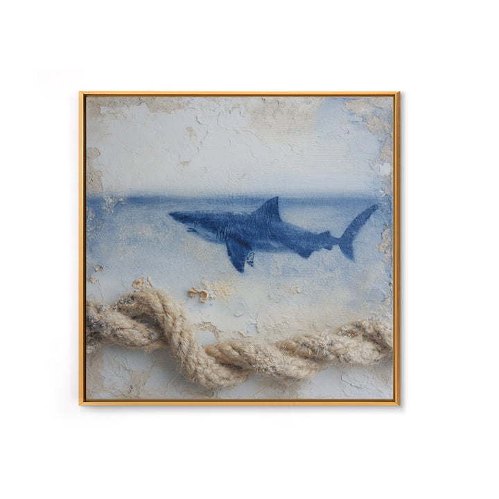 Shark Silhouette in Deep Blue Light Canvas Print, Marine Life Art, Fish Wall Art, Living Room Decor, Fine Art, Marine, MLA-1x1-60