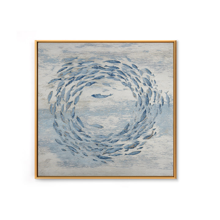 School of Fish Forming a Silver Spiral Canvas Print, Marine Life Art, Modern, Living Room Decor, Marine, Statement Artwork, MLA-1x1-76