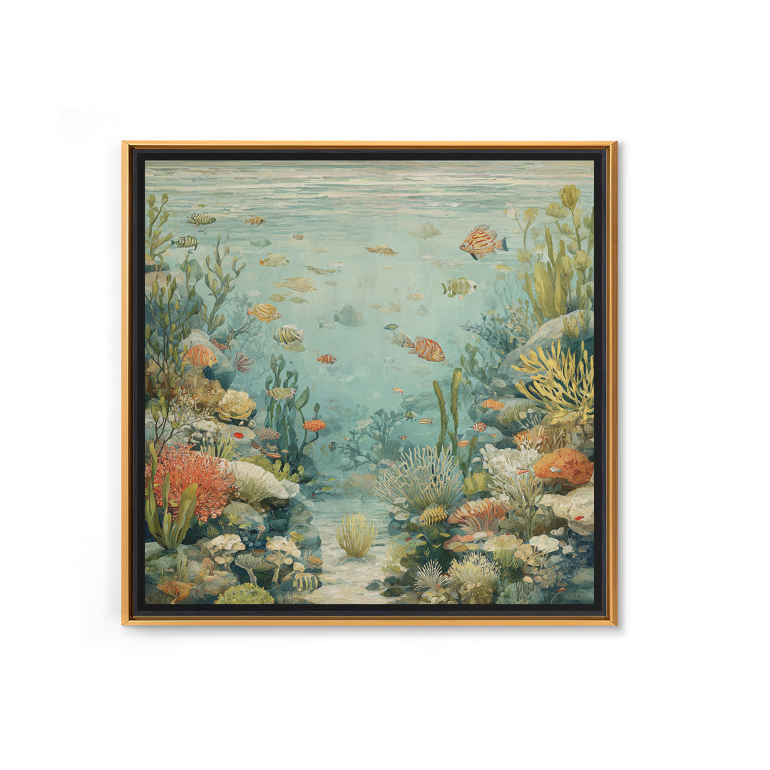 Coral Reef Panorama Canvas Print, Marine Life Art, Handmade Art, Living Room Decor, Fine Art, Marine, Textured Painting, MLA-1x1-81
