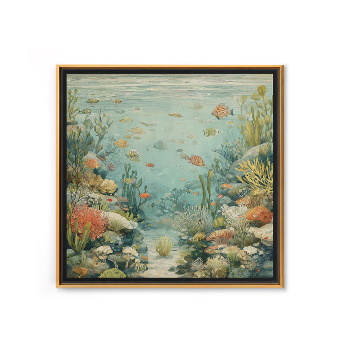 Coral Reef Panorama Canvas Print, Marine Life Art, Handmade Art, Living Room Decor, Fine Art, Marine, Textured Painting, MLA-1x1-81