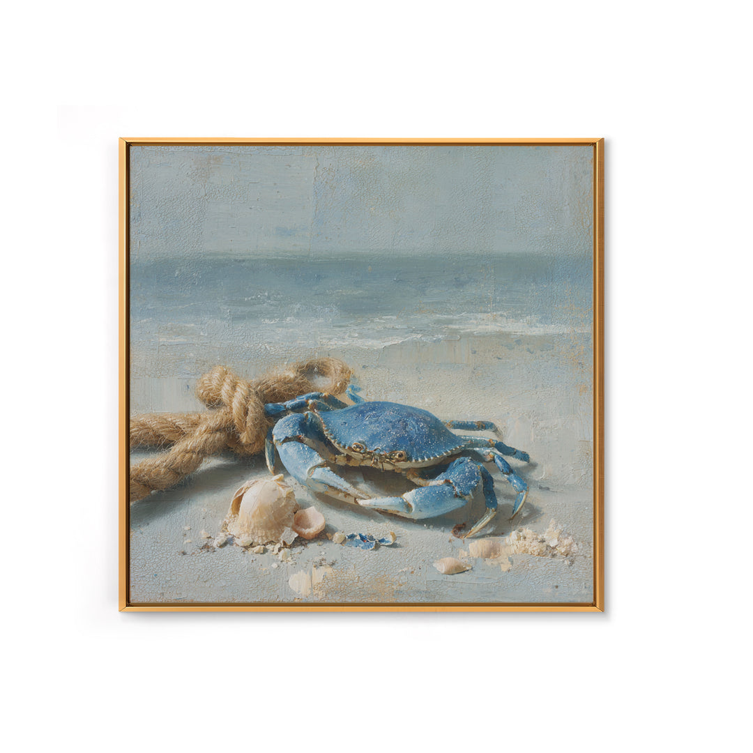 Blue Crab with Painterly Shell Texture Canvas Print, Marine Life Art, Modern, Living Room Decor, Oil Painting, Marine, MLA-1x1-82