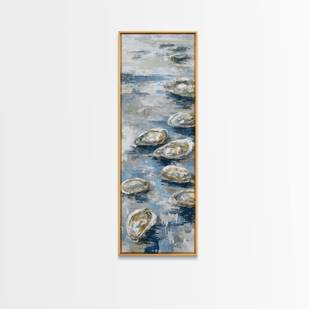 Oyster Shells with Pearly Highlights Canvas Print, Marine Life Art, Surf Poster, Living Room Decor, Fine Art, Marine, MLA-1x3-10
