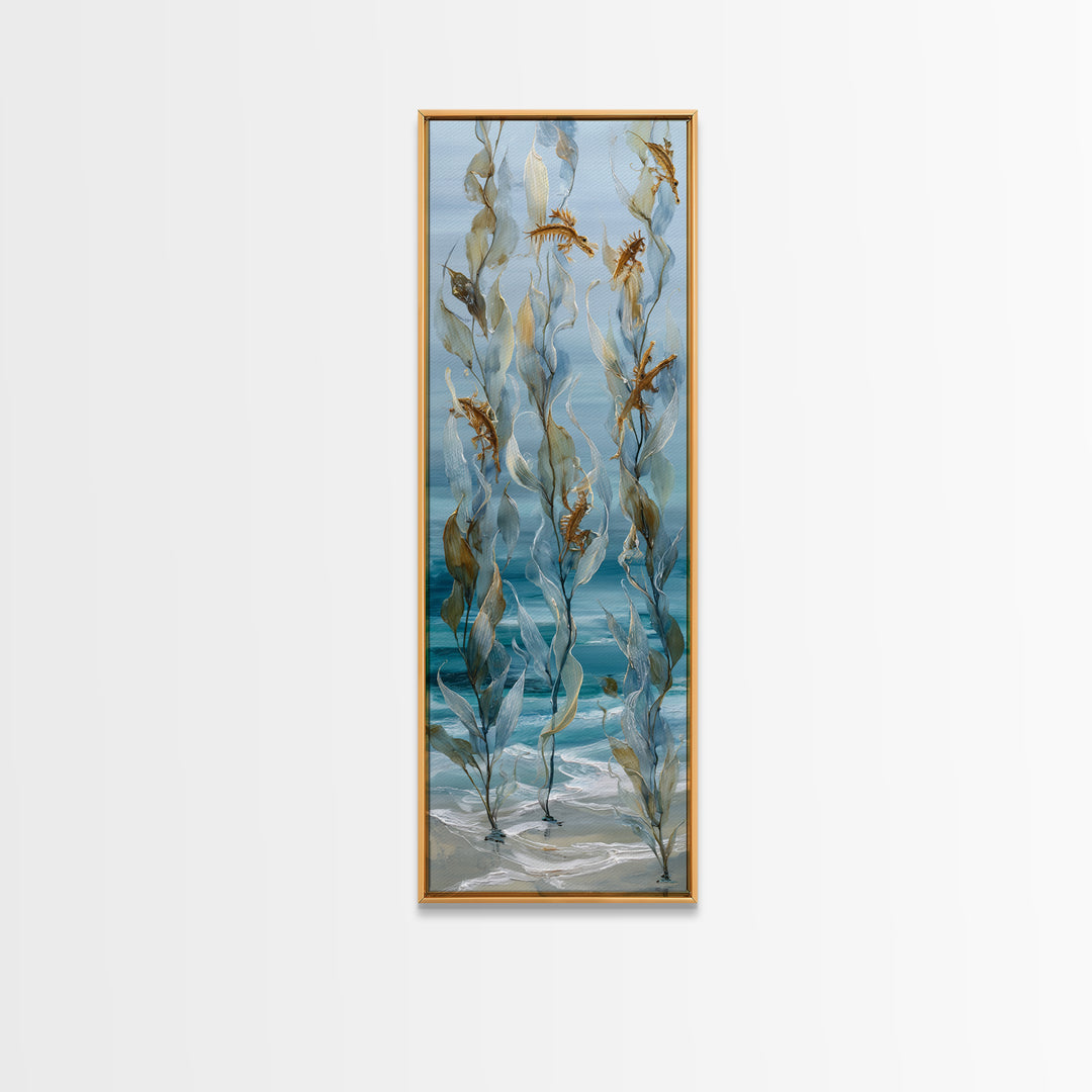 Sea Dragon Drifting Among Kelp Framed Canvas Print, Marine Life Art, Ocean Prints, Living Room Decor, Fine Art, Marine, MLA-1x3-53