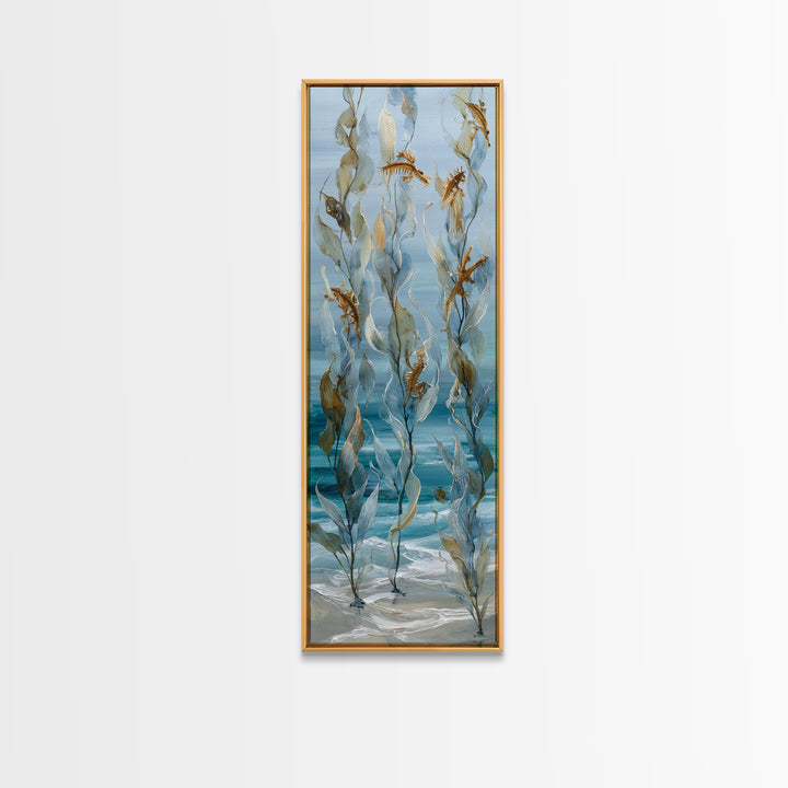Sea Dragon Drifting Among Kelp Framed Canvas Print, Marine Life Art, Ocean Prints, Living Room Decor, Fine Art, Marine, MLA-1x3-53