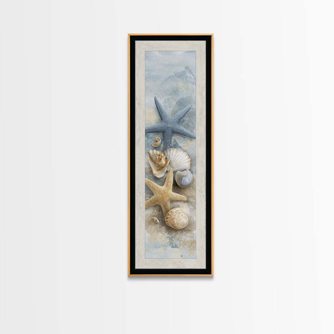 Starfish and Shells Natural Specimen Layout Canvas Print, Marine Life Art, Fine Art Print, Living Room Decor, Fine Art, Marine, MLA-1x3-73