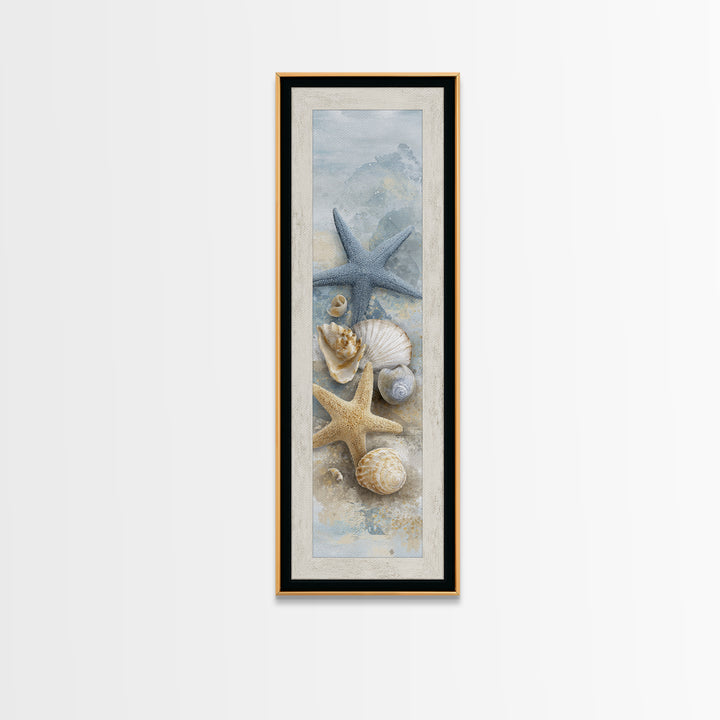 Starfish and Shells Natural Specimen Layout Canvas Print, Marine Life Art, Fine Art Print, Living Room Decor, Fine Art, Marine, MLA-1x3-73
