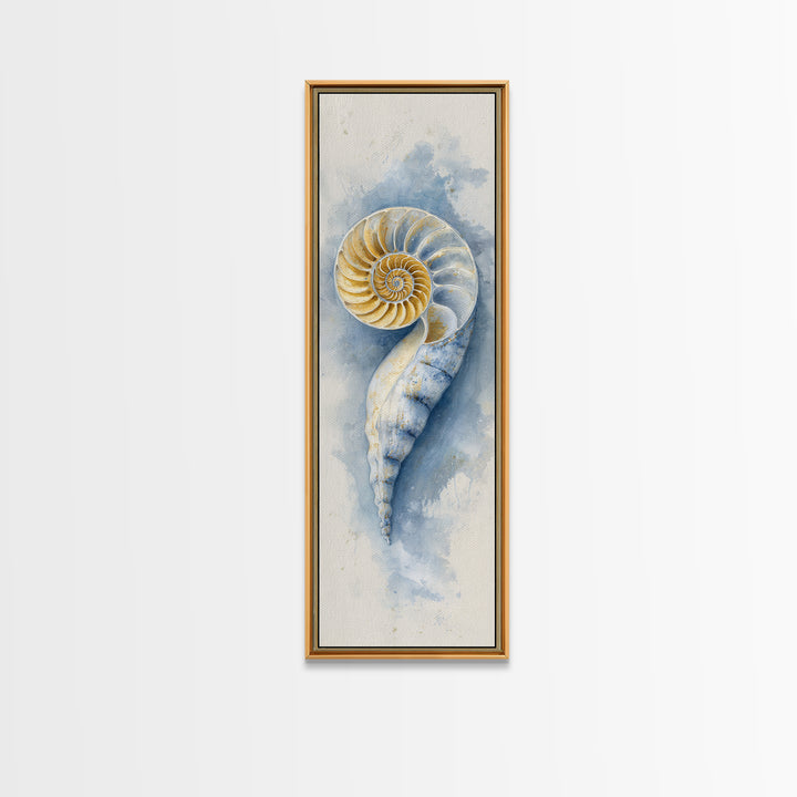 Nautilus Shell Study Canvas Print, Marine Life Art, Coastal Decor, Living Room Decor, Fine Art, Marine, Fish Art, Ocean Decor, MLA-1x3-95