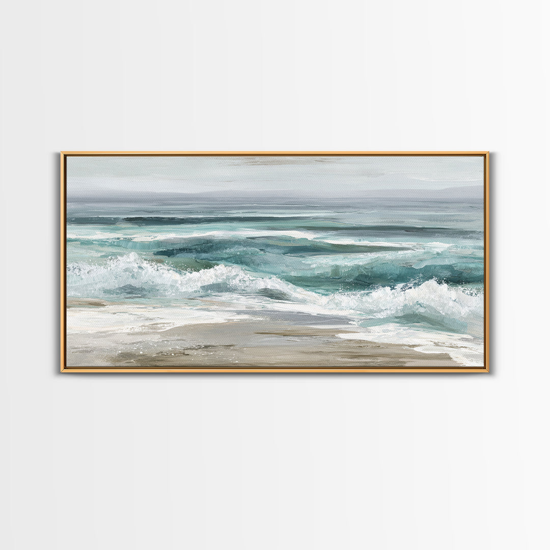 Orca Beneath Northern Lights Framed Canvas Print, Marine Life Art, Textured Painting, Living Room Decor, Fine Art, Marine, MLA-2x1-28