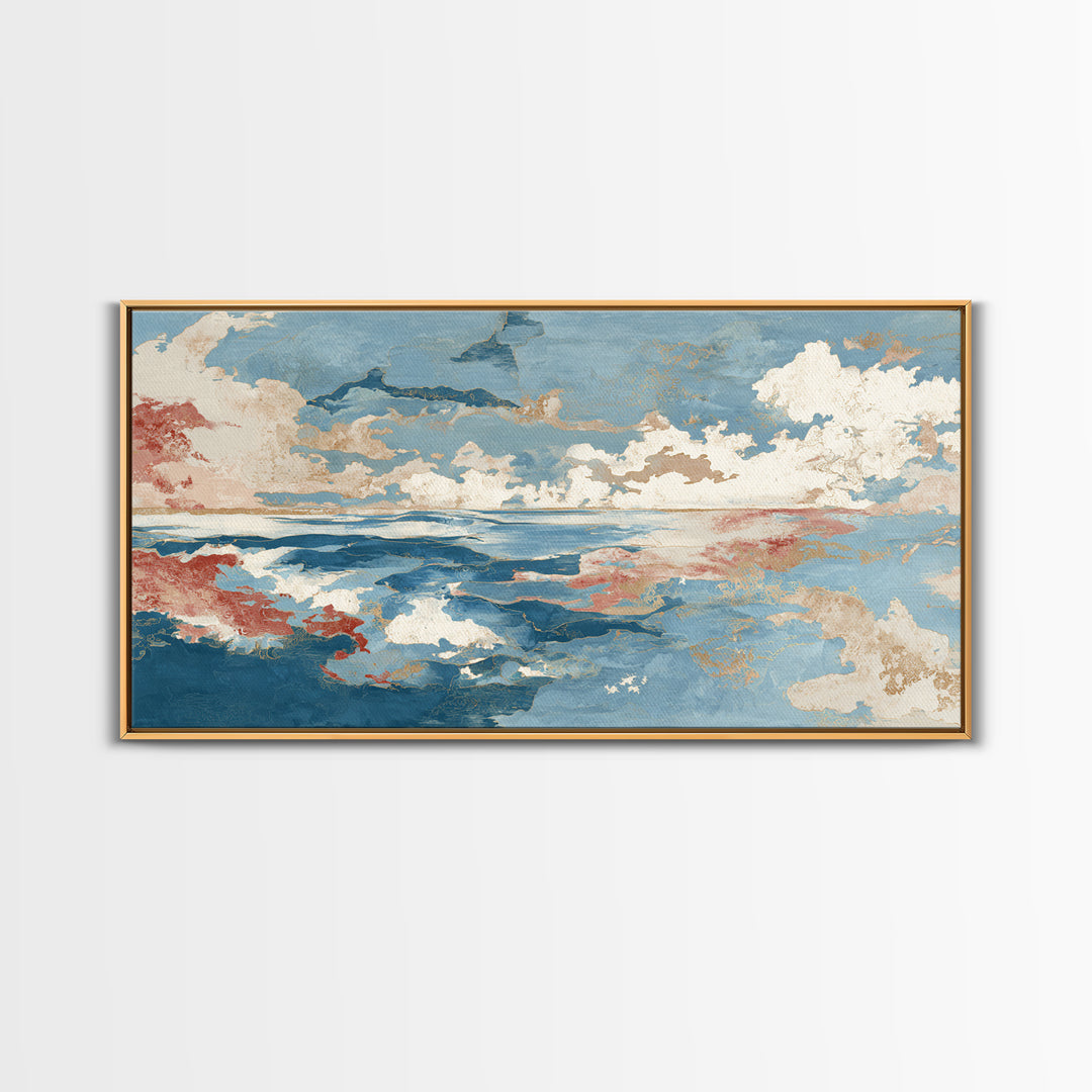 Lobster in Bold Coastal Red Palette Framed Canvas Print, Marine Life Art, Boho Decor, Living Room Decor, Oil Painting, Marine, MLA-2x1-35