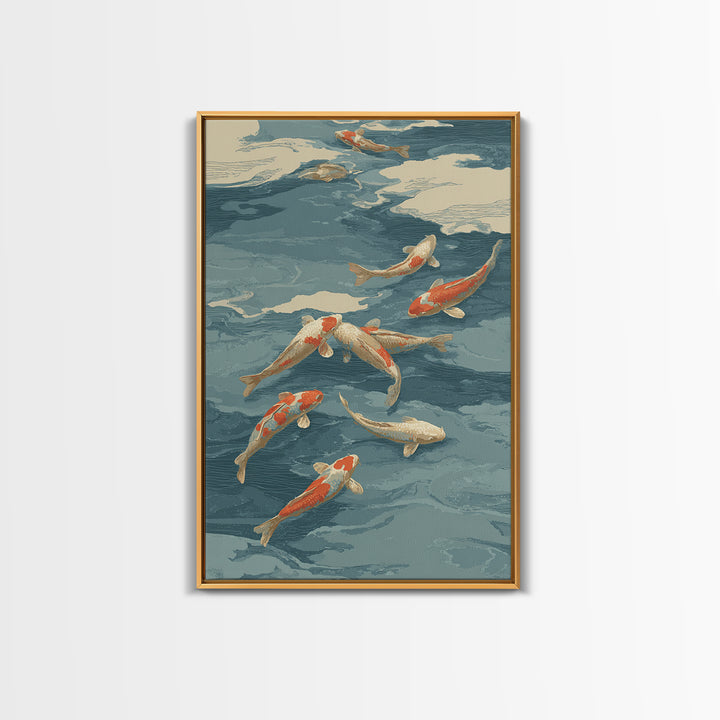 Koi Like Marine Fish Framed Canvas Print, Marine Life Art, Coastal Art, Living Room Decor, Fine Art, Marine, Ocean Prints, MLA-2x3-24