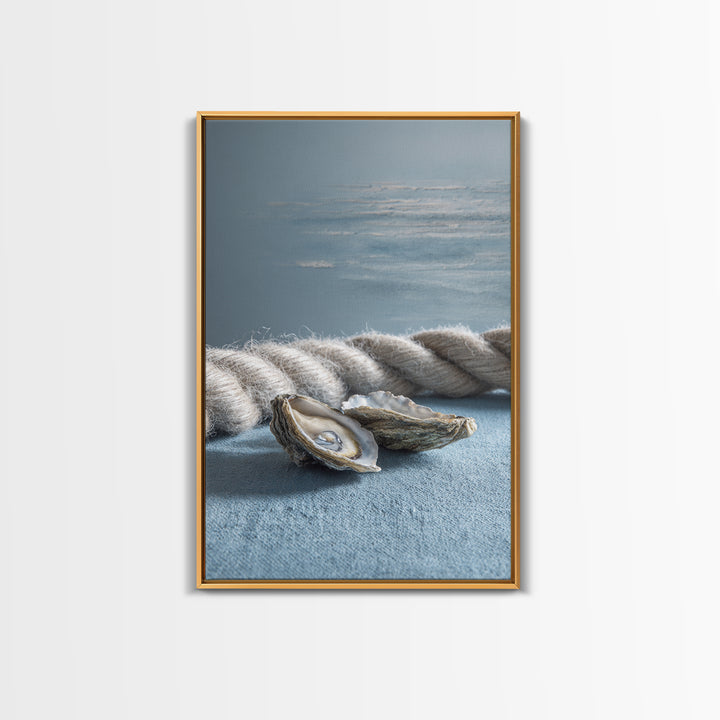Oyster Shells with Pearly Highlights Canvas Print, Marine Life Art, Wall Decor, Living Room Decor, Fine Art, Marine, MLA-2x3-54