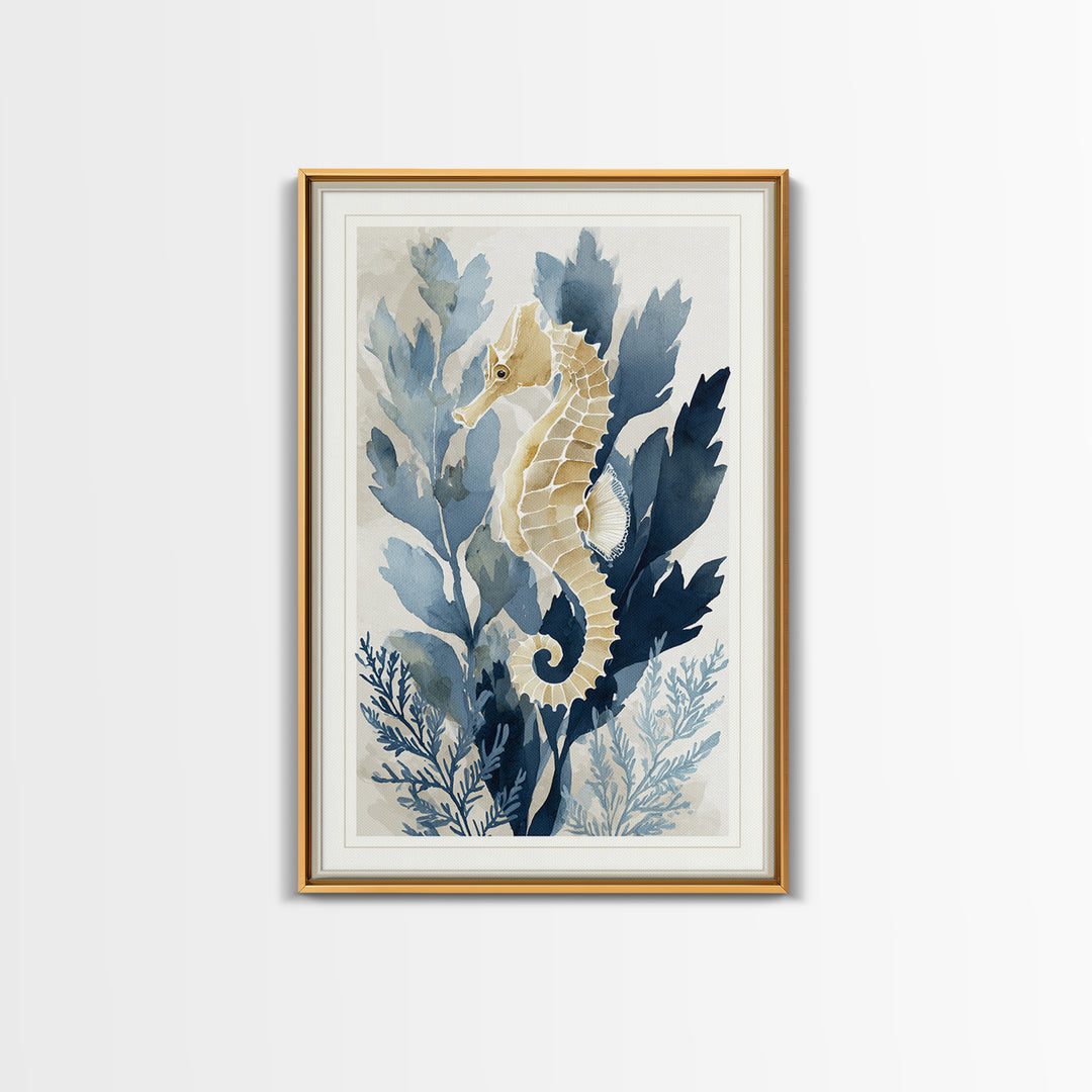 Sea Dragon Drifting Among Kelp Framed Canvas Print, Marine Life Art, Textured Painting, Living Room Decor, Fine Art, Marine, MLA-2x3-73
