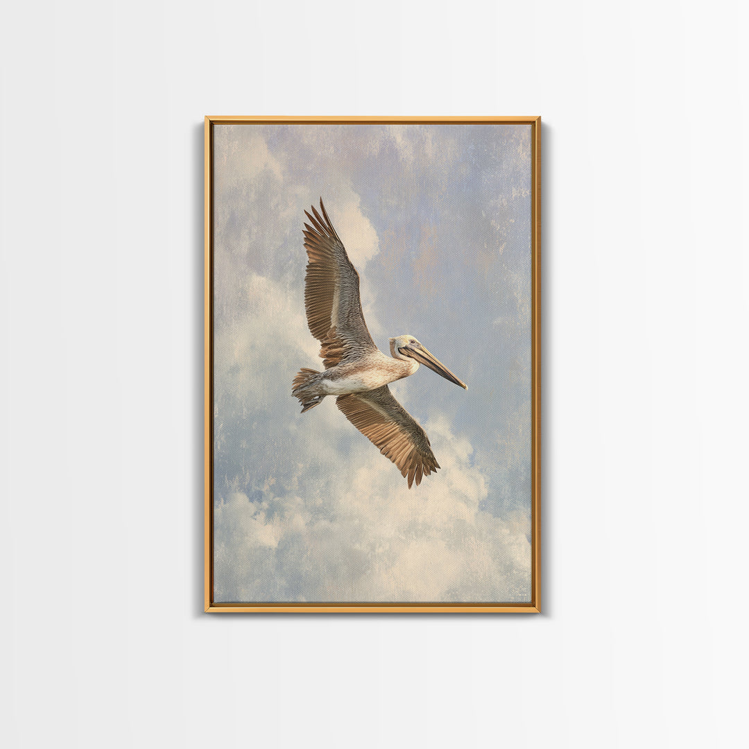 Pelican Diving Toward Fish Near Surface Canvas Print, Marine Life Art, Whale Art, Living Room Decor, Fine Art, Marine, MLA-2x3-79