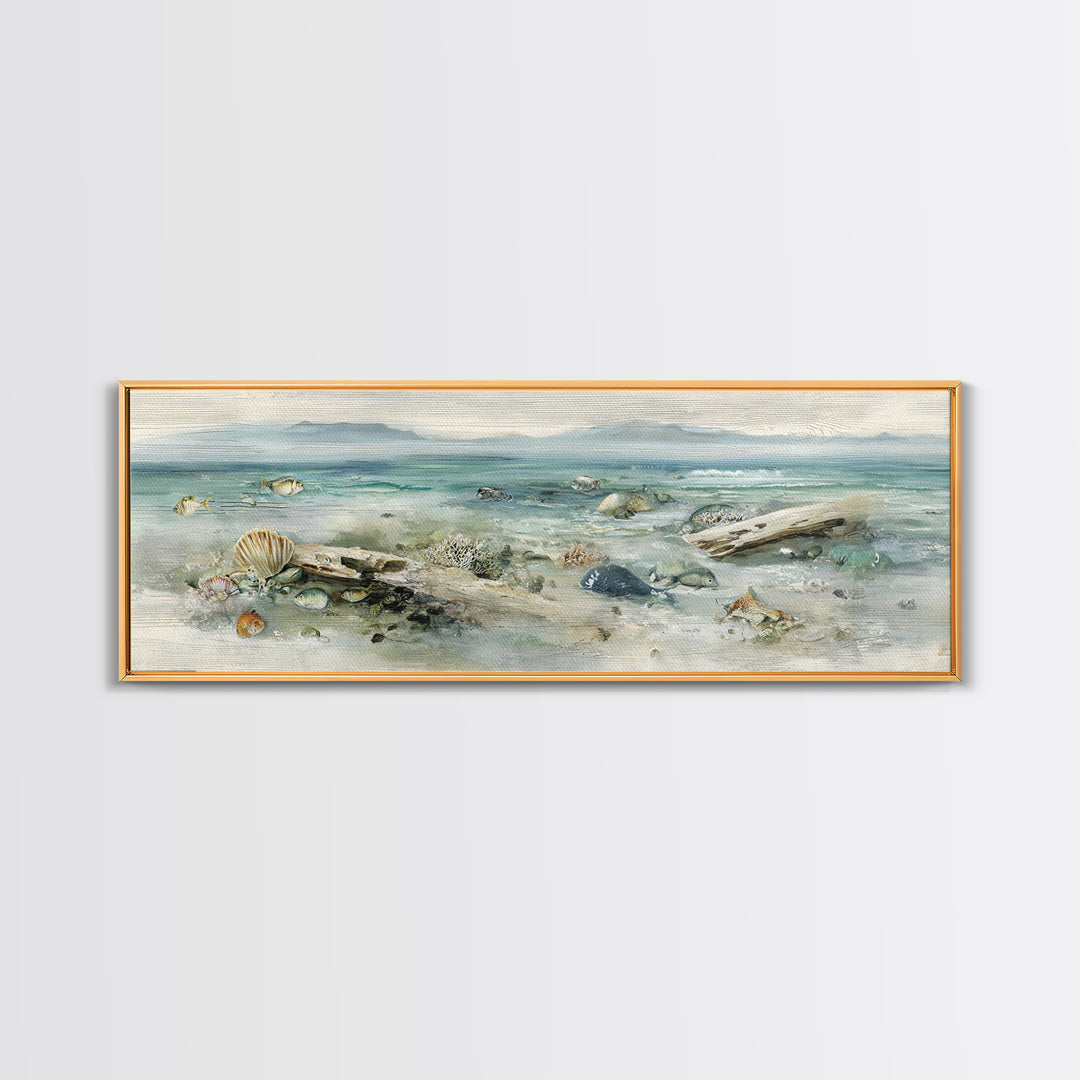 Coral Reef Panorama Canvas Print, Marine Life Art, Beach Decor, Living Room Decor, Abstract Art, Marine, Ocean Decor, MLA-3x1-25