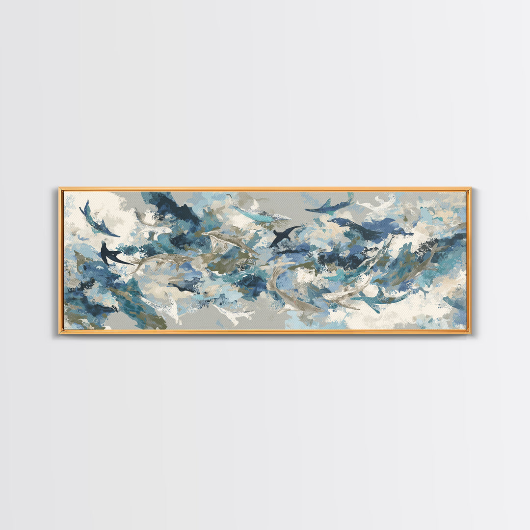 Sea Dragon Drifting Among Kelp Framed Canvas Print, Marine Life Art, Beach Prints, Living Room Decor, Fine Art, Marine, MLA-3x1-57
