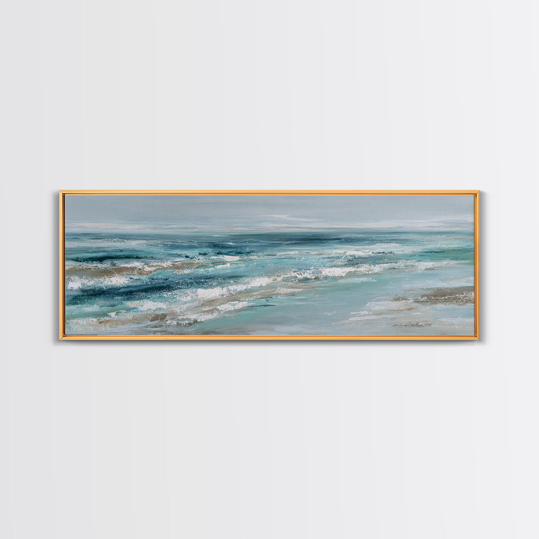 Orca Beneath Northern Lights Framed Canvas Print, Marine Life Art, Textured Painting, Living Room Decor, Fine Art, Marine, MLA-3x1-72