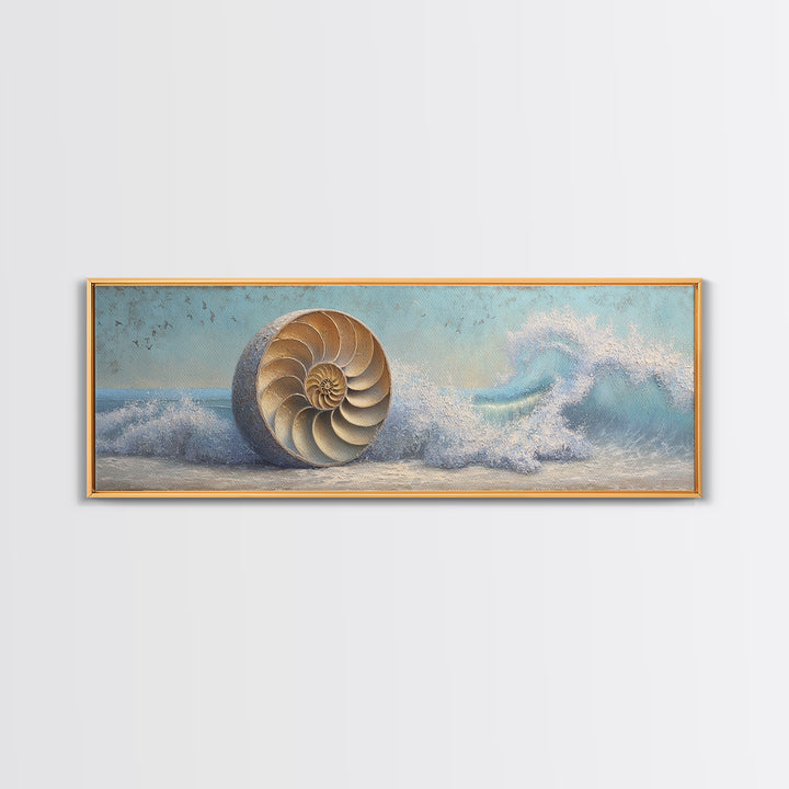 Nautilus Shell Study Canvas Print, Marine Life Art, Nautical Decor, Living Room Decor, Fine Art, Marine, Nautical Wall Decor, MLA-3x1-75