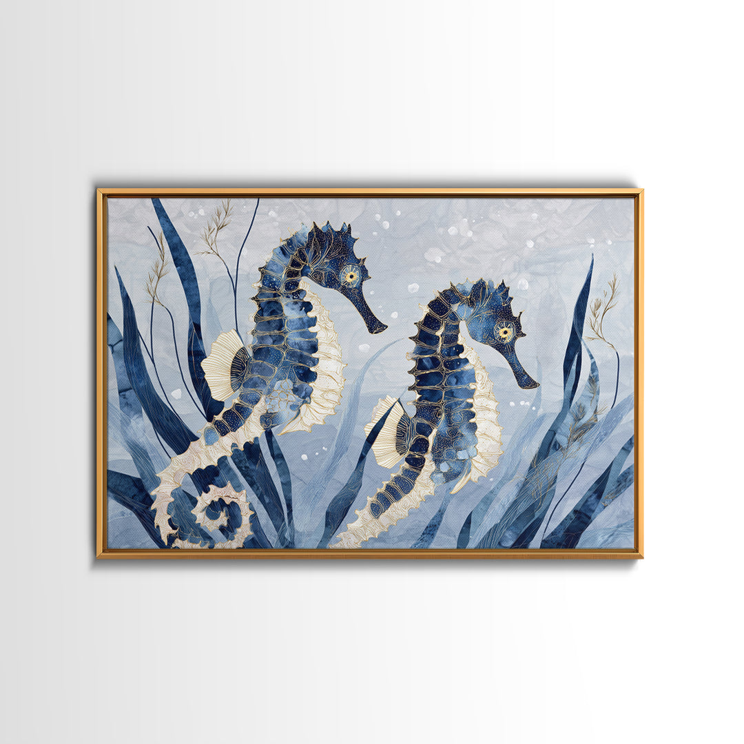 Seahorse Pair Among Sea Grass Canvas Print, Marine Life Art, Coastal Decor, Living Room Decor, Fine Art, Marine, Fish Art, MLA-3x2-33