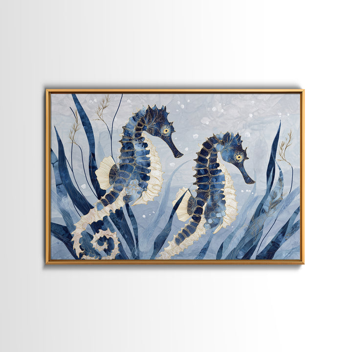 Seahorse Pair Among Sea Grass Canvas Print, Marine Life Art, Coastal Decor, Living Room Decor, Fine Art, Marine, Fish Art, MLA-3x2-33