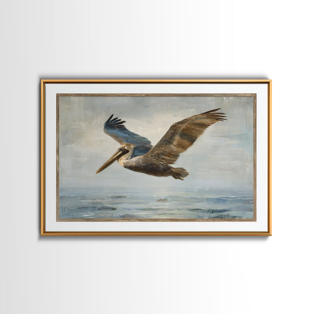 Pelican Diving Toward Fish Near Surface Canvas Print, Marine Life Art, Nautical Decor, Living Room Decor, Fine Art, Marine, MLA-3x2-51