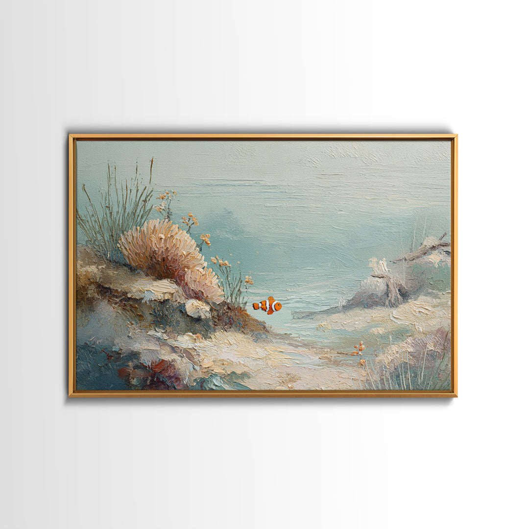 Clownfish Around Anemone Tentacles Canvas Print, Marine Life Art, Beach House Decor, Living Room Decor, Fine Art, Marine, MLA-3x2-72