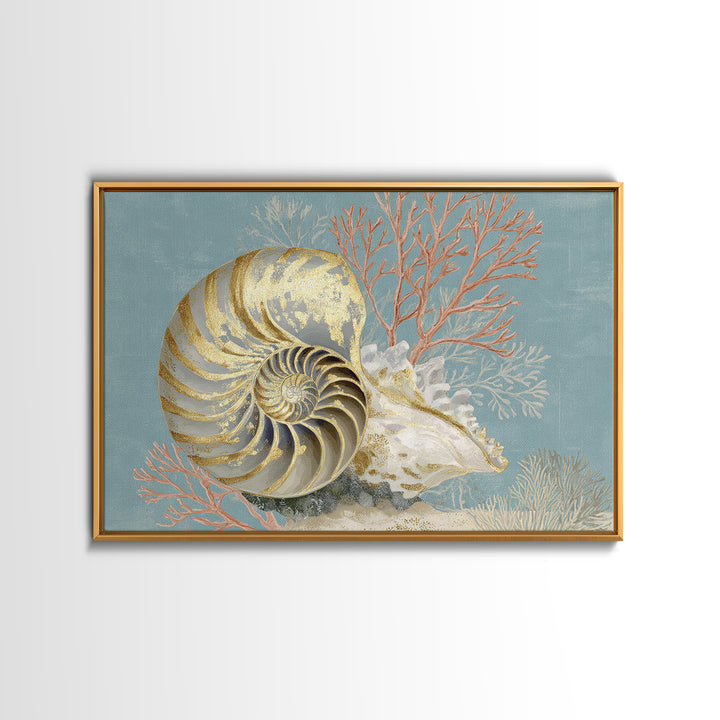 Nautilus Shell Study Framed Canvas Print, Marine Life Art, Ocean Art, Living Room Decor, Fine Art, Marine, Pastel Wall Art, MLA-3x2-87