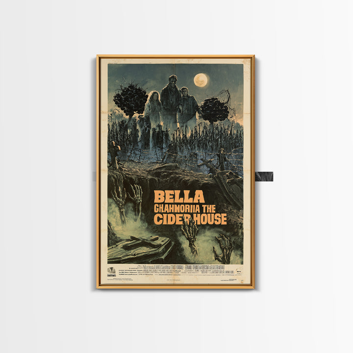 Three Graves Under The Cider House, Italian Horror Film Poster, Retro Gothic Cinema Art, Vintage Halloween Wall Art, Framed Canvas Print