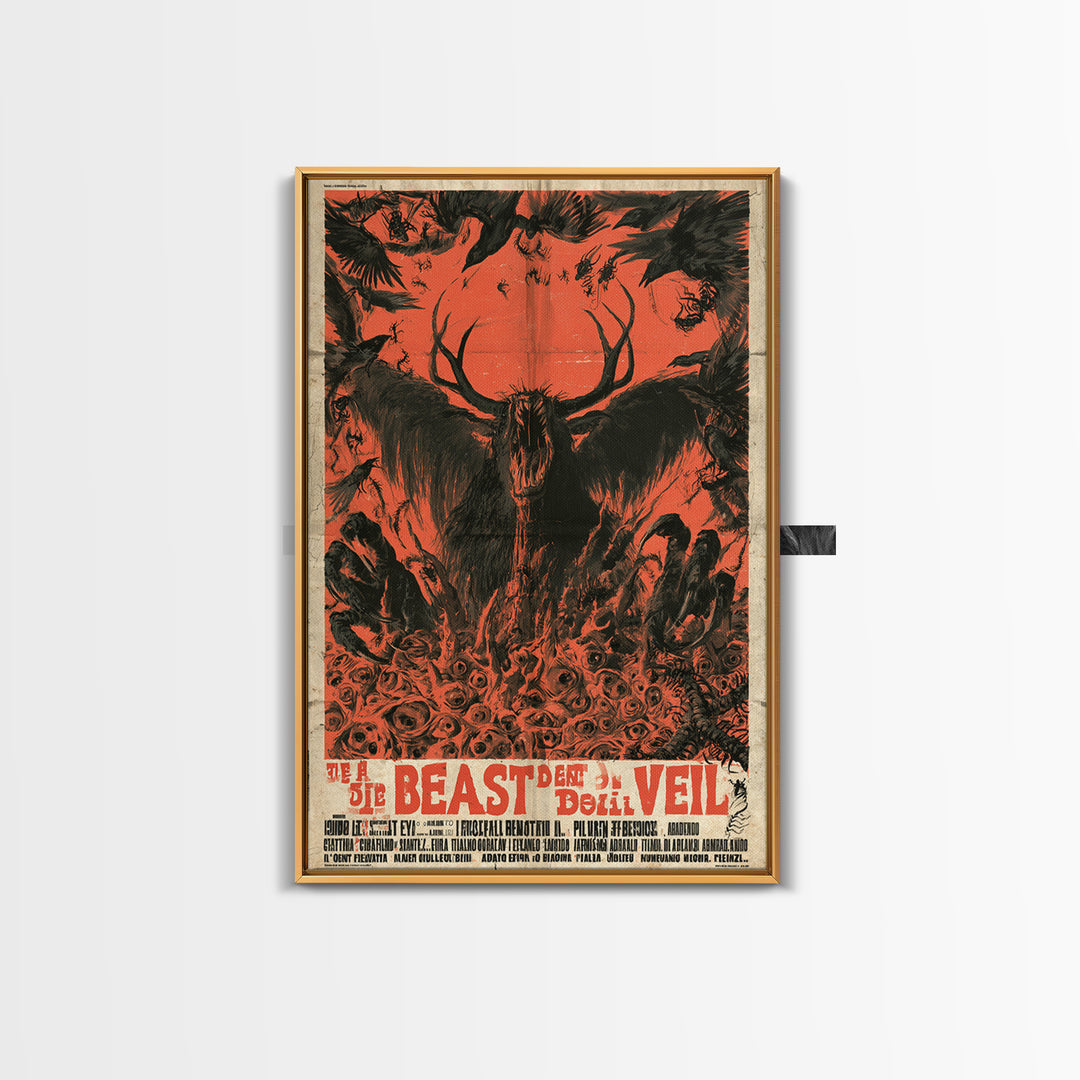 The Beast Beneath The Wedding Veil, Italian Horror Film Poster, Retro Gothic Cinema Art, Vintage Halloween Wall Art, Framed Canvas Print