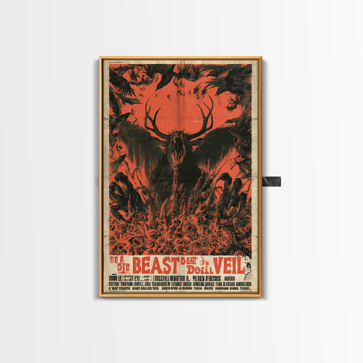 The Beast Beneath The Wedding Veil, Italian Horror Film Poster, Retro Gothic Cinema Art, Vintage Halloween Wall Art, Framed Canvas Print