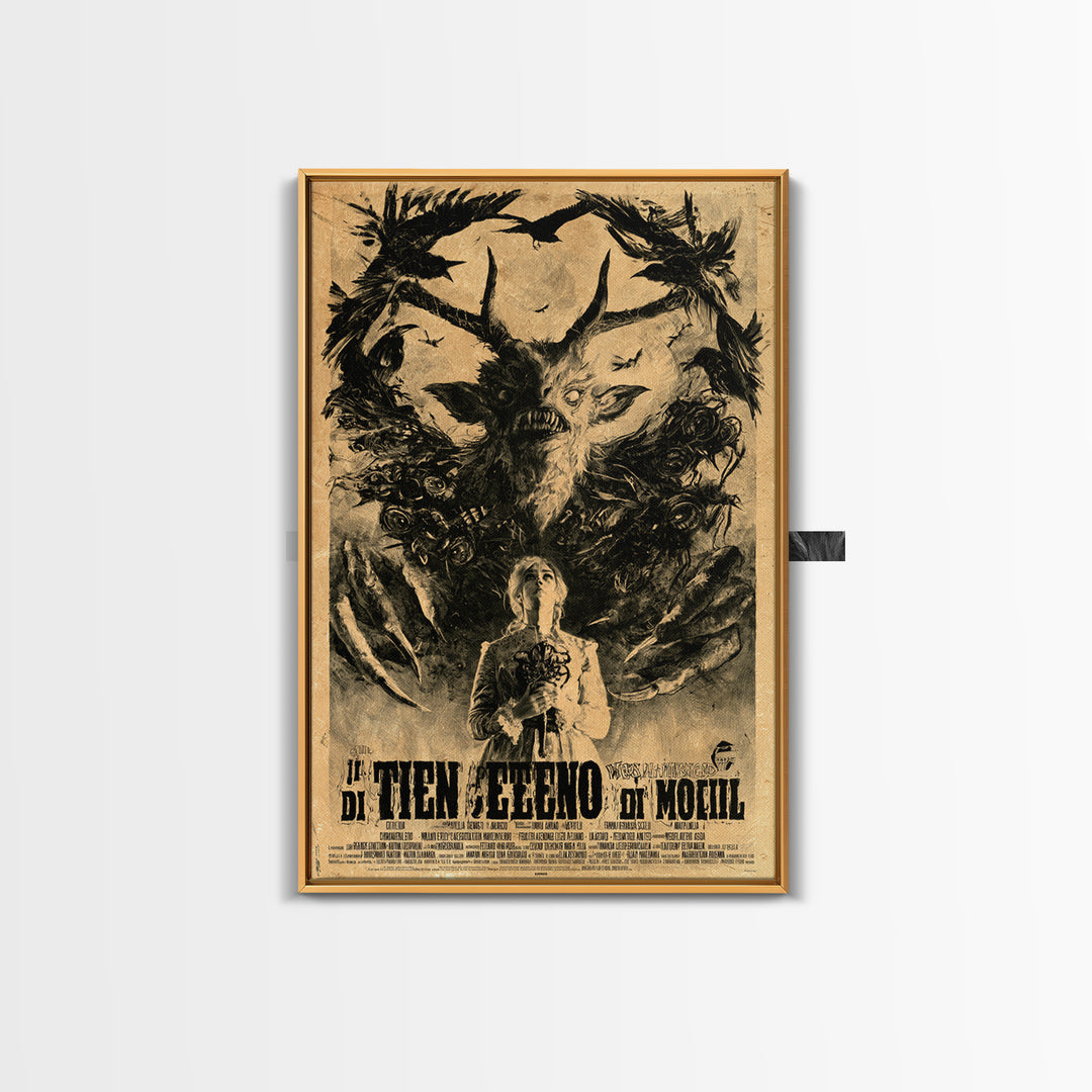 The Devil Wears Our Mother's Voice, Italian Horror Film Poster, Retro Gothic Cinema Art, Vintage Halloween Wall Art, Framed Canvas Print