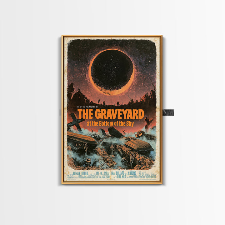The Graveyard At The Bottom Of The Sky, Italian Horror Film Poster, Retro Gothic Cinema Art, Vintage Halloween Wall Art, Framed Canvas Print
